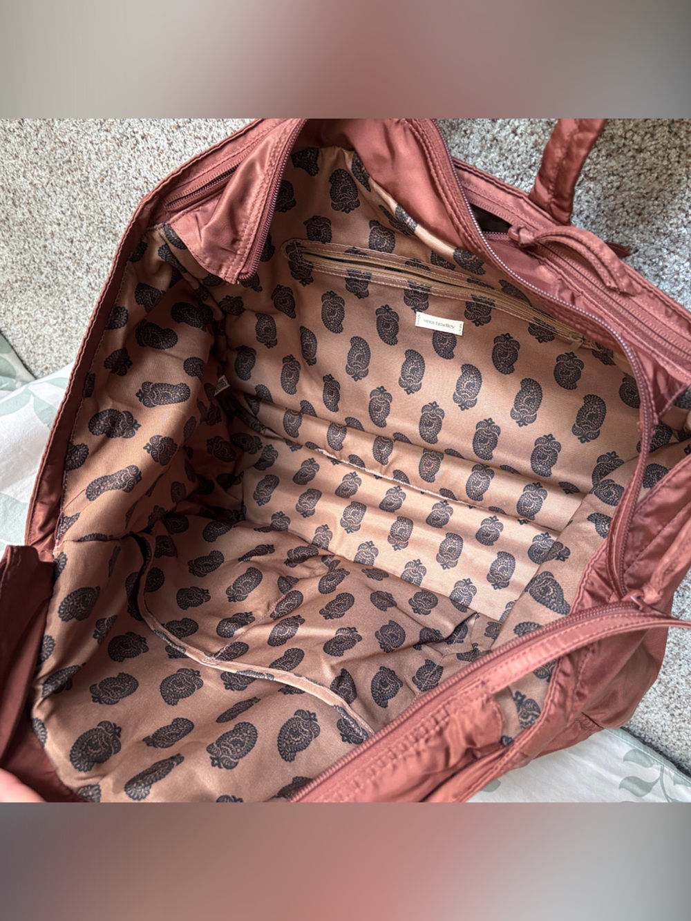 Vera Bradley Women's Nylon Knollton Travel Tote Bag Cinnamon - Picture 4 of 8